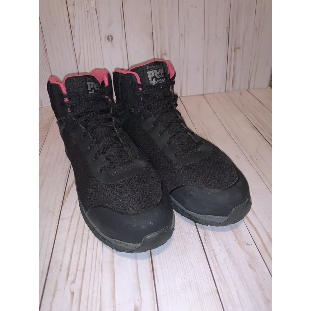 TIMBERLAND PRO Women Boots BLK/Pink CompToe/Anti-Fatigue/WaterProof - SZ 11